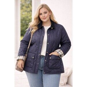 Barbour Blue Beadnell Polarquilt Plus Quilted Equestrian Jacket